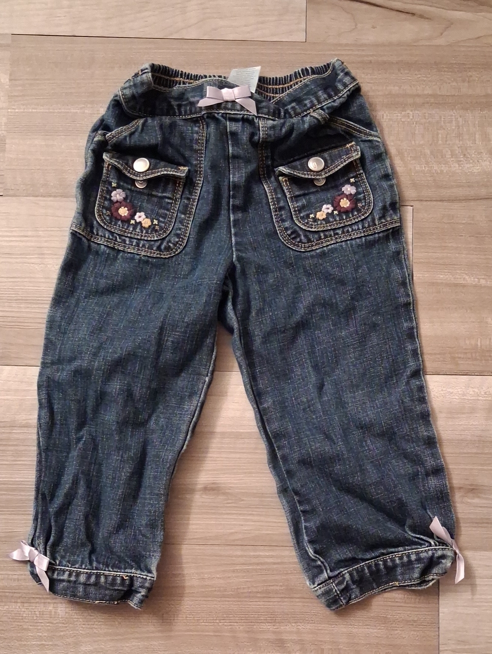 Gymboree Denim Jeans Floral Pocket Embroidery Vintage Size 2T (N)